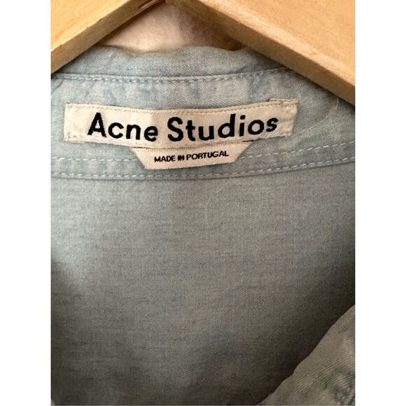 Acne Studios Women's Button-Up Long Sleeve Collared Light Blue Polo Shirt Sz 38 - Picture 5 of 6